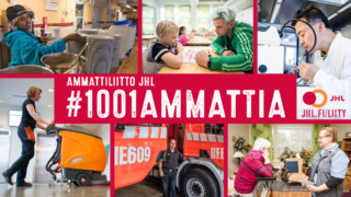 JHL edustaa 1001 ammattia työehtosopimusneuvotteluissa. Kollaasikuva ammateista.